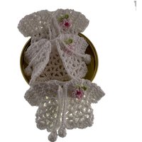 12Pcs Handmade Miniature Cotton Crochet Sweater Flower For Baby Shower Baptism Toy Dolls Table Party Favors Decorations