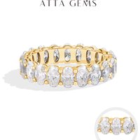 ATTAGEMS Moissanite Eternity Rings for Women Gold Plated Copper Full Pave Stackable Engagement Band for her Bridal Jewelry Gifts