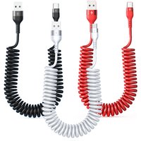USB Type C Spring Car Fast Charging Cable 5A 66W Fast Charge Date Cable For Xiaomi Redmi POCO Realme For Micro 3A
