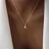 Fashion Zircon 26 Letter Pendants Neckalce Micro-paved Zircon Stainless Steel Bead Chain for Women Necklace Charms Jewelry