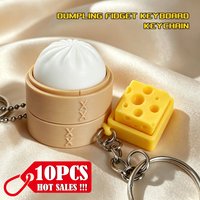 1/10Pcs Cheese Keyboard Keychain Fidget Clicker Keycap Keychain Crisp Sound Stress Relief Keyring School Teacher Gift