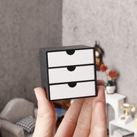 1:12 Dollhouse Mini File Cabinet Mini Desktop Office Storage Cabinet Miniature Furniture DIY Scene Decor