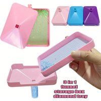 3 in 1 Diamond Painting Tray Funnel Storage Box With Cover, DIY Diamond Painting Tool Accessories, Best Gifts For Diamond Lovers