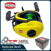 PENN Baitcast Reel 18+1BB 7.2:1 Gear Ratio Magnetic Brake System with Free PE Line Sunglasses Gift