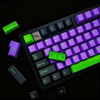 126 Key Purple Black Double Shot PBT Keycaps Cherry Profile Minimalist Style Keycaps for Cherry MX Switches Mechanical Keyboards