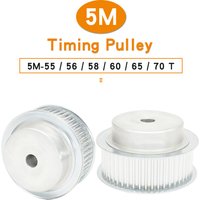 Pulley Wheel 5M-55T/56T/58T/60T/65T/70T Pitch 5.0 Alloy Pulley No Postition Screw Width 20/25 mm 5M Rubber Belt Bore Size 12mm