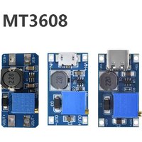 MT3608 DC-DC Boost Converter Step Up Module Adjustable Voltage Regulator 2V-24V to 5V-28V 2A Micro USB Type-C for Arduino DIY