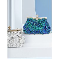 New popular embroidered evening clutch bag with beads and sequins, fashionable handbag for evening dresses