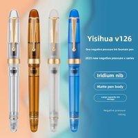 Asvine V126 Acrylic Vacuum Filling Fountain Pen EF/F/M Nib,Transparent Brown/ Matte Gray White Acrylic Writing Gift