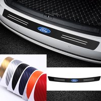 Car Carbon FiberTrunk Tail Bumper Protector Stickers Accessory For Ford Fiesta Focus 2 Mondeo Mustang Ranger Kuga S-MAX Transit