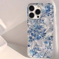 Blue Peony Flower Trendy Pattern Phone Case For iPhone 17 Pro Max 16 15 Pro 14 13 12 11 XR XS 17Air 16 Plus Protective Cover