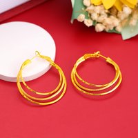 AU999 Multi-Layer Hoops Fashion Women's 24K Gold - Anti-deform gold, stable layers, understated fashion