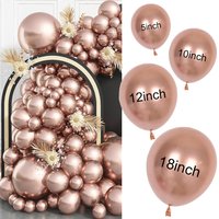 100Pcs Metallic Rose Gold Balloons 5/10/12/18" Chrome Rose Gold Balloon Kit Birthday Celebration Wedding Baby Shower Party Decor