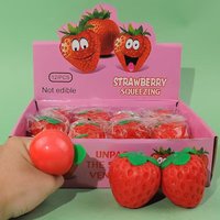 Simulation strawberry squishy creative prank toy for stress relief, squeezable slow rebound squishy fun gift for friends