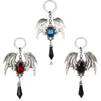 Gothic Vampire Bat Keychain For Women Man Fashion Witch Jewelry Accessories Red Crystal Vintage Bat Jewelry