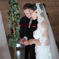 Mantilla Wedding Bridal Veils Accessories For Brides Catholic Church Cathedral Long Short Lace With Bone Trim Ivory Tulle