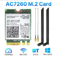 1200M AC7260 WiFi Wireless Network Card 7260NGW Dual Band 2.4G/5G Bluetooth 4.0 802.11AC M.2 Mini Card With Antenna For Laptop