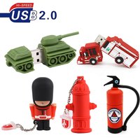 Creative Cartoon Pen Drive 128GB Tank Flash Drive 64GB Fire Hydrant Memory Stick 32GB Fire Extinguisher USB Drive 16GB 8GB 4GB