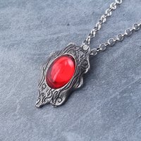Trendy DMC Devil MayCry 5 Dante Pendant Necklace Red Blue GEM Cosplay Necklaces Long Rope Chain Vintage Gifts for Women Men