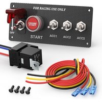 5 in 1 Ignition Switch Panel Boat Toggle Switch Panel DC 12V 30A Racing Switch Panel Push Start Ignition Kit for Race Car Truck