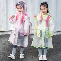 Fashion Children Transparent Girls Boys Raincoat Travel Waterproof Rainwear Kids Can Hold Backpack Rain Coat