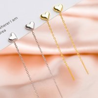 2021 Fashion Silver Color Heart Earrings for Women Long Tassel Dangle Earrings Dainty Party Jewelry Wholesale