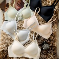 One Piece Wireless Bra Women Deep V Seamless Padded Bra 3 Row Hook Back Underwear Light Support All Match Basic Daily Intimate