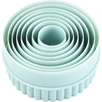8pcs/set Round Light Green Wave Round Double-sided Cookie Cutters for Kitchen Cookie Tools Baking Pastry Tools for Home Pastries