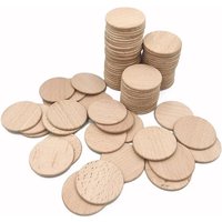 25-70mm Natural Beech Wood Round Coins, Blank Wooden Discs for DIY Craft, Art, Painting, and Staining Projects