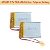 503035 3.7V 500mAh Battery Li-Ion Polymer Lithium Battery for Speaker Radio VCR LED Light GPS Rechargeable Cells