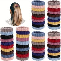 60 Pcs Seamless Hair Ties Ponytail Holders Thick Elastic Hair Tie Cotton No Crease Hair Band Lightweight Highly Elastic