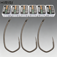 Hirisi 50Pcs PTFE Coated High Carbon Steel Barbless Fishing Hooks Anti-Corrosion Barbless Fish Hooks Fishing Accessories 8042