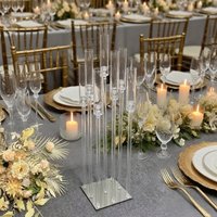 Candélabre acrylique 9 têtes bougeoirs, chandeliers de mariage, support de fleur, candélabre pour la décoration de Table centrale