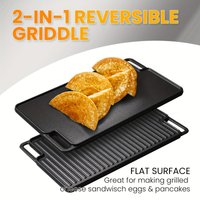 Cast Iron Baking Pan Barbecue Pan - 2in1Reversible Non-Stick Bakeware Suitable For Barbecue Gas Stove Oven Cooking