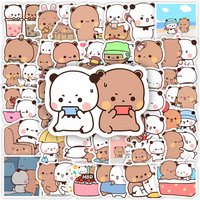 Kawaii Bubu and Dudu Stickers Cute Bear Couple DIY Kids Toy Gifts Decorative Decal for Phone Laptop Bottles Scrapbook Waterproof