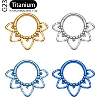 G23 Titanium Clicker Nose Rings Septum Ring Hoop Piercing 16G Flower Punk Gothic Round Cartilage Tragus Earring Body Jewelry