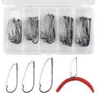 50Pcs Weedless Wacky Fishing Hooks Bass Wacky rig hooks Long Shank Worm Fishing Hooks Neko rig Hooks for Wacky Rigging Fishing