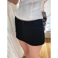 New Stripes Straight Mini Skirt Shorts Woman Autumn High Waist Pockets Fashion Short Falda Casual Streetwear Preppy Style Skirts