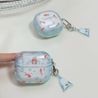 Fresh Blue Good Luck Koi Fish Bubble With Pendant Earphone Cover Case for Samsung Galaxy Buds4 Pro 3 Pro 2 Pro FE Live Core