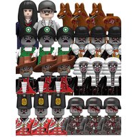 Moc Halloween Series Figure Zombie Army Dog Survivor Gun Knife Diy Mini Models Building Blocks Toys Boys Girls Gift New Juguetes