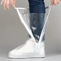 1Pair UNISEX High Tube Rain Shoe Cover with Pressed Edges and Thickened Sole Wear Resistant Non-slip Waterproof Rain Cover