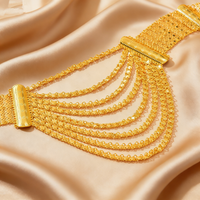 Moroccan Luxury Gold-Plated Bridal Belt with Multi-Layered Tassels Adjustable Ladies Body Chain Fashionable Wedding Accessory