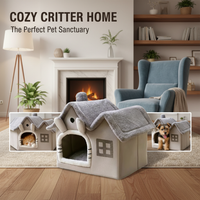 Foldable Double Roof Dog House Small Kennel Bed Mat Winter Warm Cat Nest Pet Sofa Cave Basket for Puppy 3.5kg
