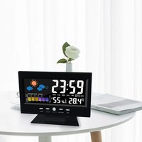 Digital Electronic Alarm Clock with Weather Station Time Temperature Humidity Display Sound Control and USB Cable