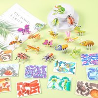 30PCS 3D DIY Paper Jigsaw Puzzles for Animal & Dinosaur & Aircraft Tanks Mini Cartoon Puzzle Toys for Kids Birthday Party Favors