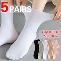 5 Pairs Diabetic Non Binding Socks For Women Pregnant woman elderly long socks Comfortable breathable black white socks women