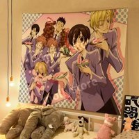 Ouran High School Host Club Anime Tapestry Polyester Wall Hanging Vintage Manga Decor for Bedroom Dorm Photo Backdrop