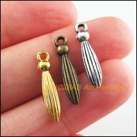 60Pcs Tibetan Silver Plated, Gold Plated, Antiqued Bronze Plated Feather Charms4.5x20mm