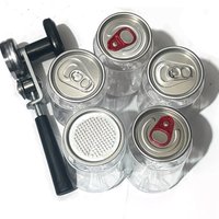 55MM Sealing Tool Can Set+5PCS 350ml Plastic Can Jar+5pcs Aluminum Pull Ring Lid+1 Set Cans Lide Manual Press Cans Sealing PET B