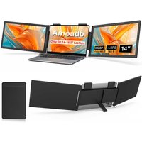 Amoudo14 Inch Dual Portable Monitor 1920*1080P IPS Portable Triple Monitor with USB-C Port for 14-16.5" Laptops Windows/Mac Xbox